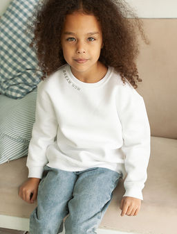 VILATTE / Свитшот из теплого футера-трехнитки с принтом фольгой для девочки