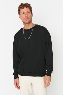 TRENDYOL MAN Siyah Regular/Normal Kesim Bisiklet Yaka Bask?l? Ici Polarl? Sweatshirt TMNAW23SW00278 - Trendyolmilla фото 6