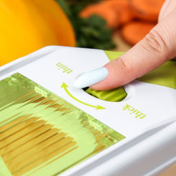 Овощерезка - шинковка со сменными насадками и контейнером Доляна Fresh Cook, 6 насадок, 14×12.5×38.1 см, белая, зелёная