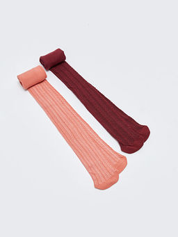 Kendinden Desenli K?z ?ocuk K?lotlu ?orap 2li