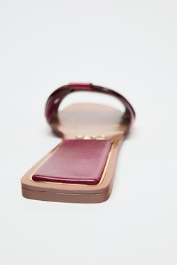 CROSS-STRAP FLAT LEATHER SANDALS - Zara фото 24