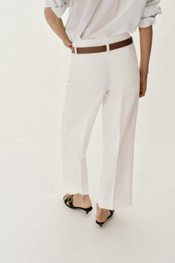 TROUSERS WITH TURN-UP CUFFS AND BELT - Zara фото 39