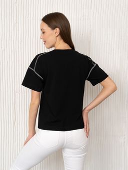 Футболка хлопок 95%, лайкра 5% ,черно-серая - Binita фото 10