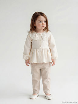 Bebe Yaka K?z Bebek Bluz ve Pantolon