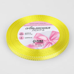 Цена за 5 шт. Лента атласная Серебряные нити, 6 мм 23 1 м, цвет жёлтый №015 - Арт узор фото 2