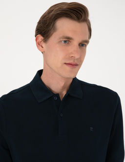 Lacivert Slim Fit K_vr_lmaz Polo Yaka Basic Pike Sweatshirt - Pierre cardin фото 2