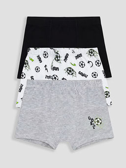 Bask?l? Erkek ?ocuk Boxer 3l?