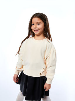 Bisiklet Yaka D??me Detayl? Uzun Kollu K?z ?ocuk Sweatshirt