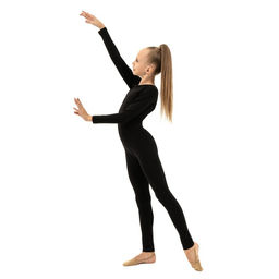 Комбинезон гимнастический Grace Dance, c длинным рукавом, р. 32, цвет чёрный  фото 8