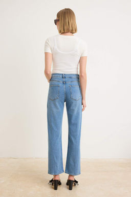 A__k Mavi Y_ksek Bel Az Esnek Straight D_z Kesim Jeans TWOSS26JE00159 - Trendyolmilla фото 4