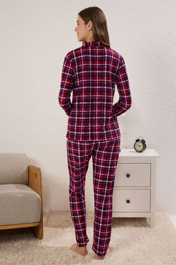 Trendyolmilla K?rm?z? Ekoseli Yumusak Hissiyatl? F?rcal? Kumas Uyku Bantl? Orme Pijama Tak?m? THMAW24PT00100  фото 4