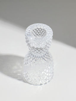 Подсвечник стекло на 1 свечу двусторон "Песочные часы" прозрачный d=2,5 см и 4 см 5х5х9,5 см 10973