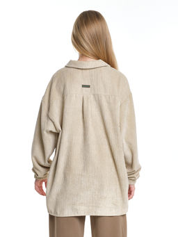 Вельветовая рубашка для девочки 22-7364 бежевый - Mini maxi фото 2