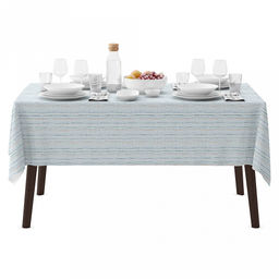 Скатерть 220х145см "Рональдо" голубой, длина стола до 180см, на 8-10 персон, рогожка, хлопок 171г/м2, упаковка классическая 28х41см, "Домашняя мода" (Россия)