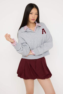 Teen Siyah Duz Regular/Normal Kal?p Orme Sweatshirt TWOAW26SW00049