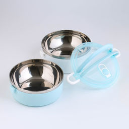 Ланч бокс TAKE IT EASY «Милави», 1.1 л, ёмкость 500 мл, 2 уровня, ,сохраняет тепло 2 ч, нержавеющая сталь, белый, голубой