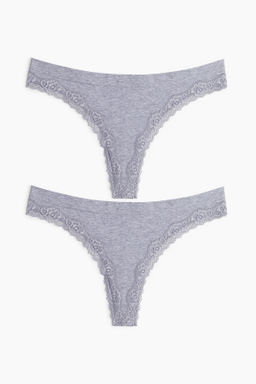Pack 2 bragas thong con ribete de encaje Seamless - H&m фото 3