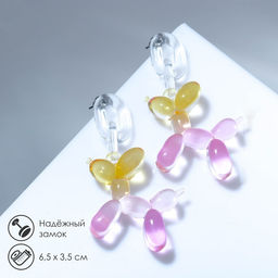 Серьги пластик Собачка из воздушного шара, цветные