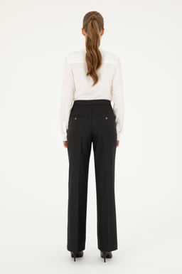 Kad_n Antrasit _izgili Slim Flare Fit Kanvas Pantolon