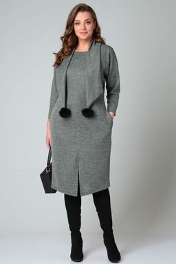 Платье теплое женское серого цвета с шарфом - Almond фото 5