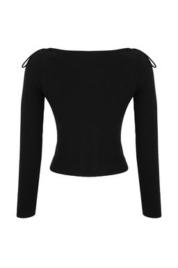 Teen Siyah Premium Iplik/Ozel Iplik Fitted/Vucuda Oturan Crop/K?sa Triko Kazak TWOAW26KZ00017 - Trendyolmilla фото 6