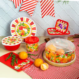 Контейнер пластмассовый Asti 0,7л, д11,5см, h10,2см, завинчивающаяся крышка, красный, с декором Сицилия, подходит для СВЧ (Россия) - Домашняя мода фото 2