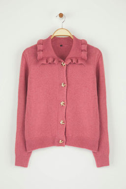 Gul Kurusu Yumusak Dokulu Yakas? F?rf?rl? Metal Dugme Detayl? Triko H?rka TWOAW26HI00106 - Trendyolmilla фото 7