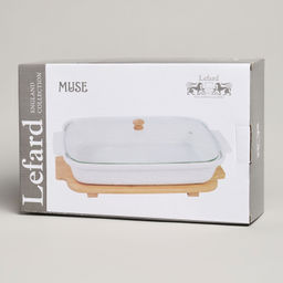 БЛЮДО ДЛЯ ВЫПЕКАНИЯ И СЕРВИРОВКИ LEFARD MUSE СО СТЕКЛ.КРЫШКОЙ НА ДЕР.ПОДСТАВКЕ 34,5*21*11СМ 1400МЛ  фото 4