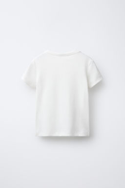 RIBBED T-SHIRT WITH JEWEL APPLIQU_ - Zara фото 2