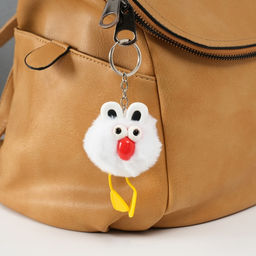 Брелок для ключей на кольце Пушистик. Большеглазая ворона, на сумку, рюкзак, белый, 9.5?6?6 см