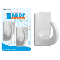 Крючки на липучке п/эт. 2шт. "Эконом" прямоуг. (SM27-203)