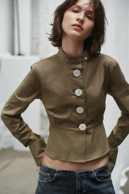 CAMISA POPEL?N BOTONES / Khaki oscuro - Zara фото 3
