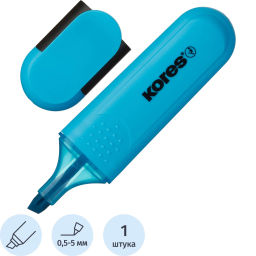 Маркер текстовыделитель Kores BRIGHT LINER PLUS, скош нак, 0.5-5 мм,синий фото 2