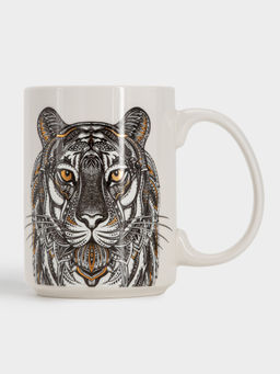 Кружка, 500 мл, фарфор N, белая, Тигр, Wild