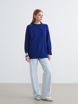 Bisiklet Yaka Oversize Kad?n Triko Tunik