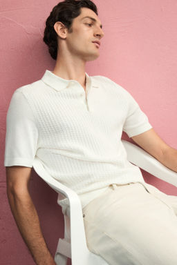 Polo en punto trenzado Slim Fit - H&m фото 4