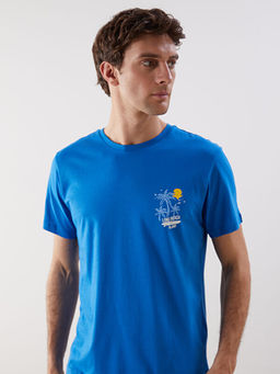 Bisiklet Yaka K?sa Kollu Bask?l? Penye Erkek Ti??rt