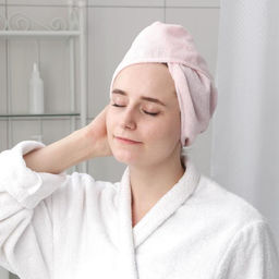 Чалма для сушки волос Доляна, микрофибра, с пуговкой, розовая