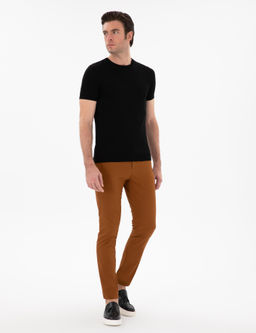 Siyah Slim Fit Bisiklet Yaka Triko T-shirt - Cacharel фото 4