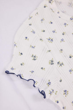 Beyaz %100 Pamuklu Cicekli Baby Overloklu Fitilli/Pointel Orme Pijama Tak?m? THMSS26PT00012 - Trendyolmilla фото 7