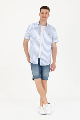 Мужская синяя рубашка с коротким рукавом - U.s. polo assn фото 18