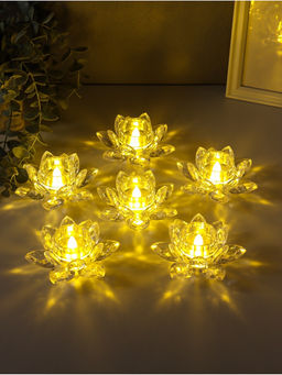 Светодиодная свеча LED - ночник RISALUX «В лотосе», 3×LR1130, прозрачный, 10.5×10.5×4.5 см