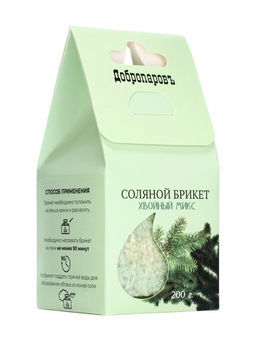 Соляной брикет куб "Хвойный микс" 200 г "Добропаровъ" пихта, сосна, ель