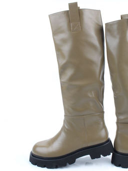 02-E39B-53JN GREEN Сапоги демисезонные женские (натуральная кожа)