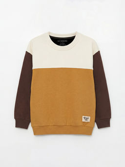 Bisiklet Yaka Renk Bloklu Erkek ?ocuk Sweatshirt