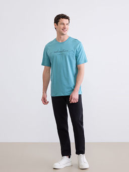 Bisiklet Yaka Bask?l? Erkek Ti??rt