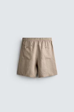BERMUDA RELAXED FIT 100% LINO / Gris topo