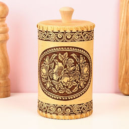 Туес «Пионы», 10.5×20 см, береста