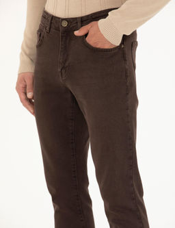 Kahverengi Slim Fit Jean Pantolon