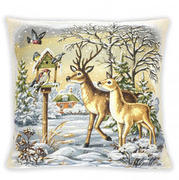 Зима Олени - гобеленовая наволочка - Гобеленглавснаб фото 2